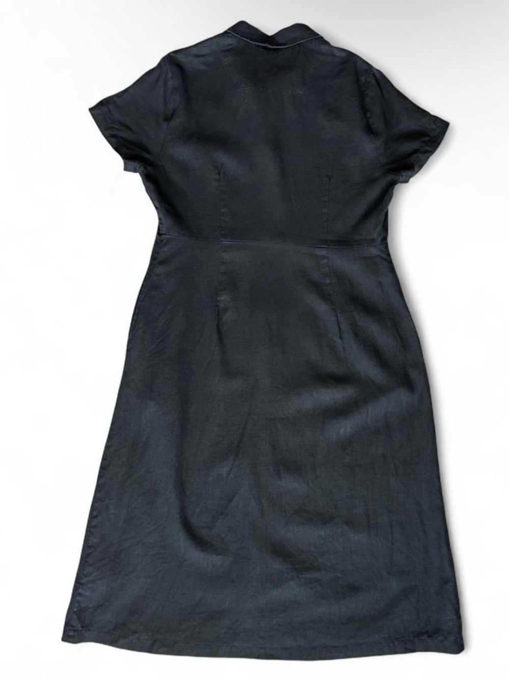 Quince 100% European Linen Button-Front Black Short-Sleeve Dress Women’s - Large - Picture 2 of 12